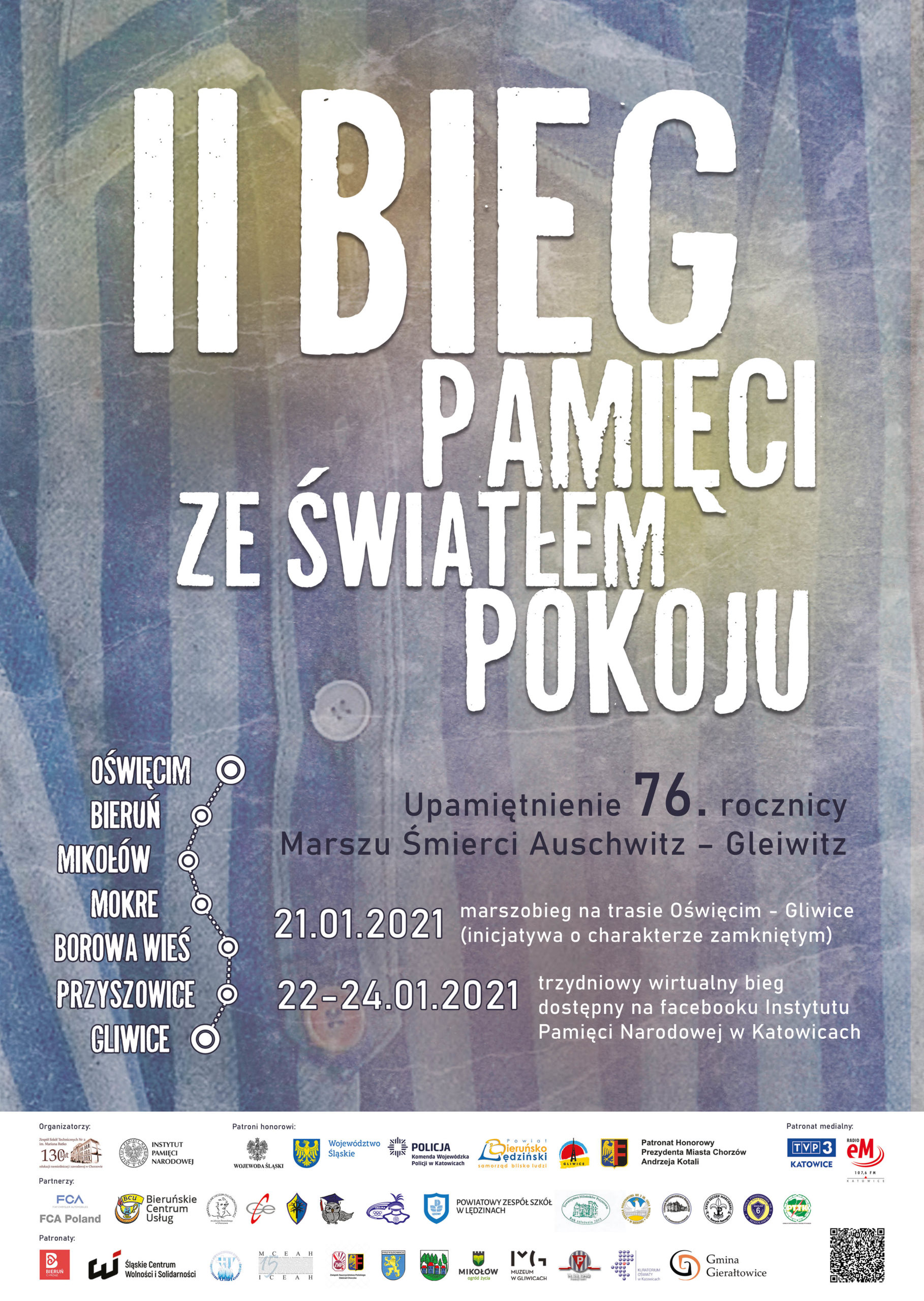 II Bieg Pamięci ze Światłem Pokoju – Oświęcim – Gliwice, 21 stycznia 2021